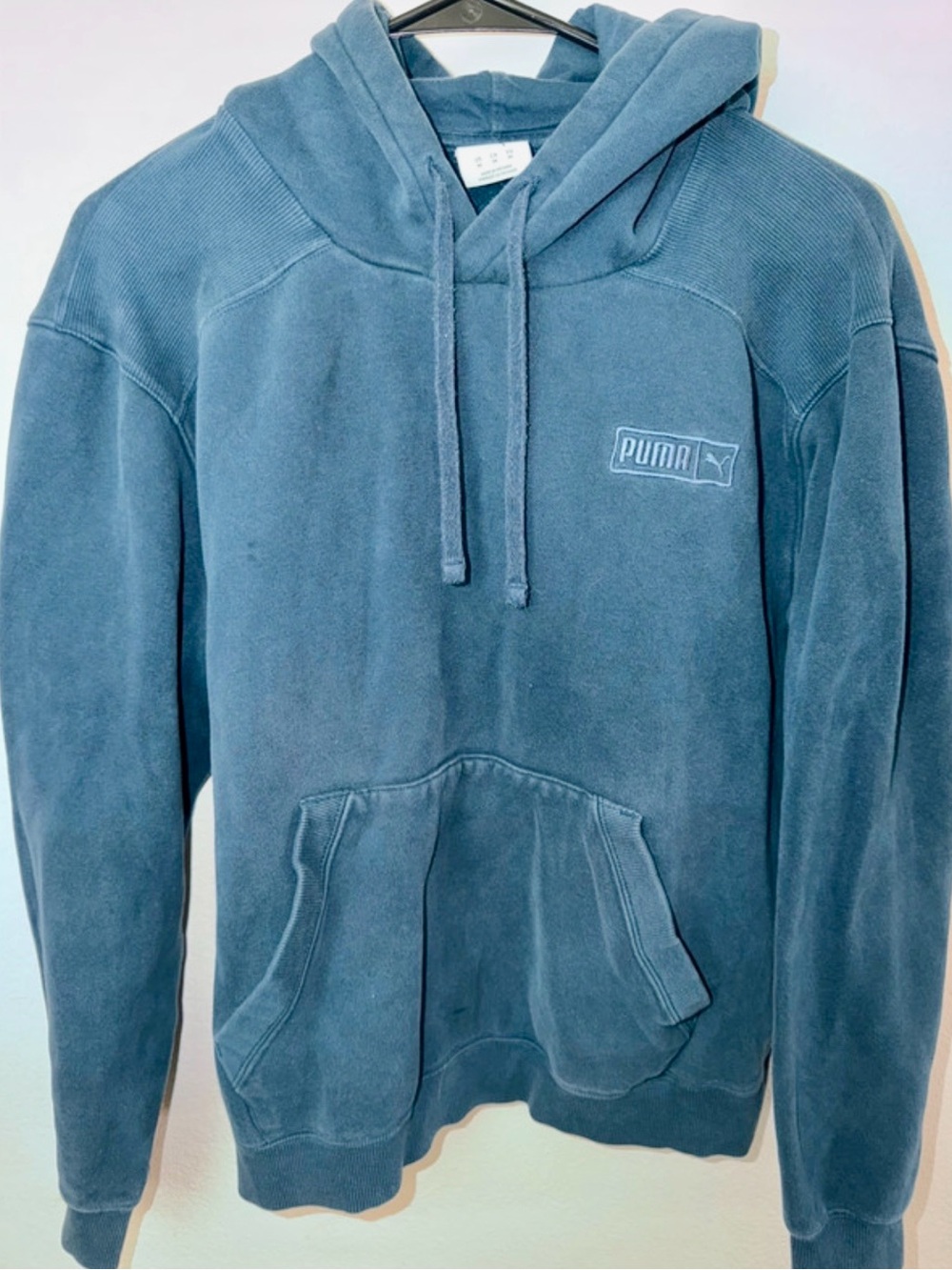 Puma Teal-Blue Pullover Hoodie with Logo